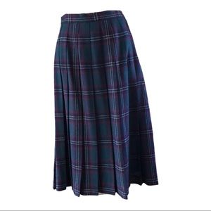 4P Vintage Wool Pleated Plaid Skirt